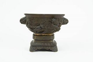 A Bronze 'Dragon' Censer with Stand.