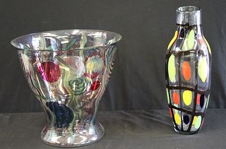 Anthony Corradetti Signed Art Glass Vase Together