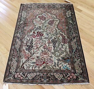 Vintage And Finely Hand Woven Silk Area Carpet