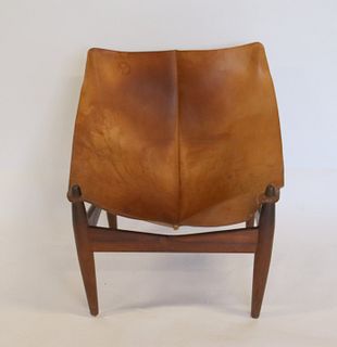 MIDCENTURY. Rosewood Chair With Leather Upholstery