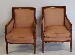 Pair Of French Antique Upholstered Club Chairs