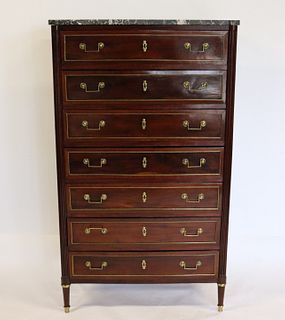 Antique Louis Philippe 7 Drawer Marbletop Chest