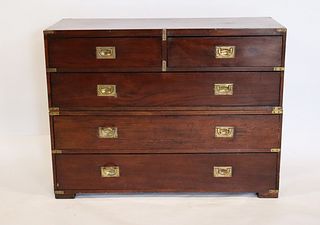 Antique 2 Piece Brass Mounted Campaign Chest.
