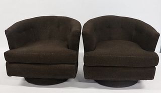 MIDCENTURY. Pair Of Upholstered Swivel Chairs.