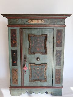 Antique Hand Painted Continental Armoire.