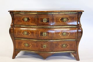 Antique Continental Walnut Serpentine Front And