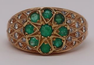 JEWELRY. Signed 14kt Gold, Emerald and Diamond