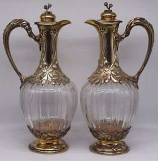 SILVER. Pair of French .950 Silver Mounted Claret