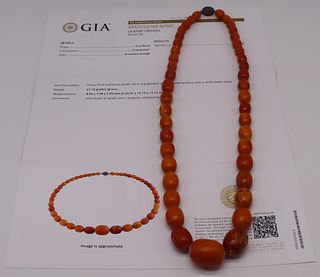 JEWELRY. GIA Graduated Amber Necklace.
