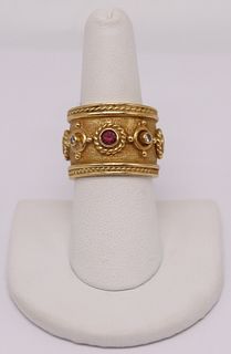 JEWELRY. Etruscan Revival 18kt Gold, Diamond and