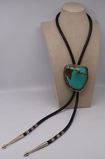 JEWELRY. Signed Sterling and Turquoise Bolo