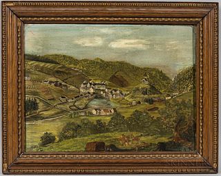 American School, Late 19th/Early 20th Century    Landscape Painting Thought to be Bethlehem, Pennsylvania