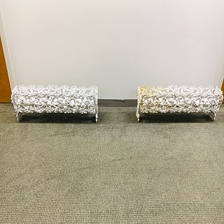 Pair of White-painted Cast Iron Planters