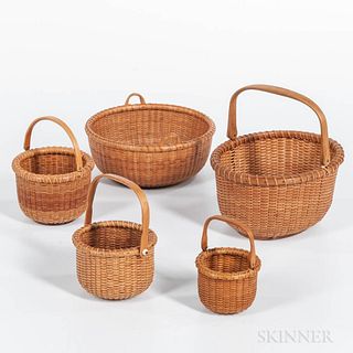 Five Modern Woven Nantucket Baskets