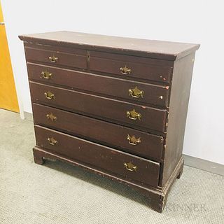 Chippendale Red-painted Pine Two-drawer Blanket Chest