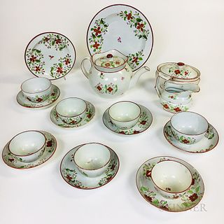 Nineteen-piece Floral-decorated Pearlware Tea Service