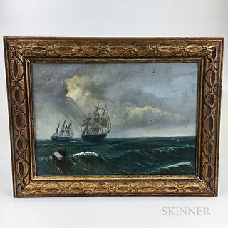 American School, 19th Century       Maritime Scene with Ships Under Sail