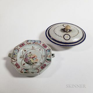 Two Chinese Export Porcelain Tableware Items