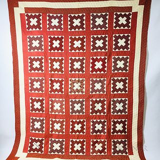 Pieced Cotton Roman Cross-pattern Quilt