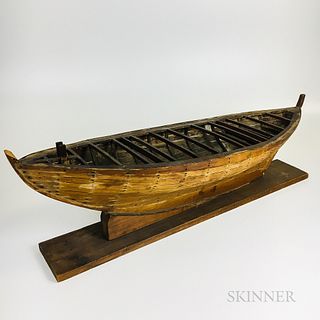 Mounted Pine Ship's Hull Model