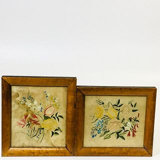 Pair of Framed Watercolor on Paper Floral Theorems