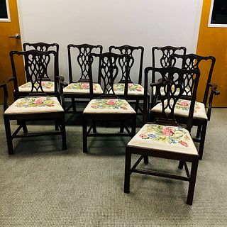 Set of Eight Chippendale-style Carved Mahogany Dining Chairs