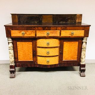 Late Classical Smoke-painted Tiger Maple and Mahogany Sideboard