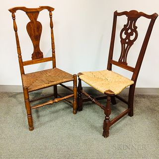 Two Early Country Maple Chairs