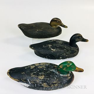 Three Ted Mulliken/Wildfowler Polychrome Carved Wood Decoys