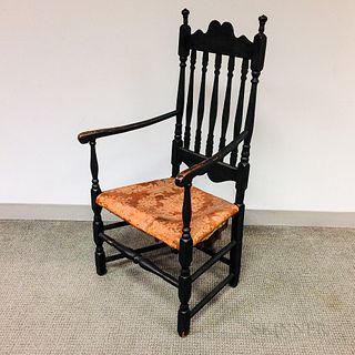 Black-painted Bannister-back Armchair