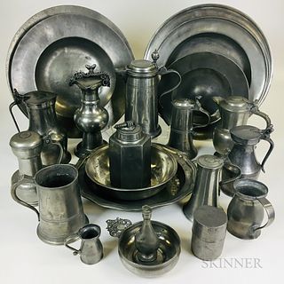 Twenty-two Mostly Continental Pewter Items