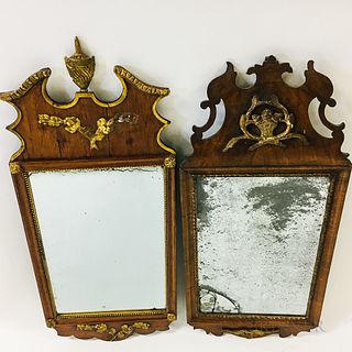 Two Continental Baroque Parcel-gilt Walnut Mirrors
