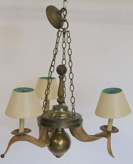 Antique Adirondack Style Brass And Horn Chandelier
