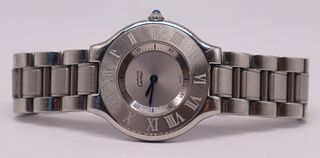 JEWELRY. Must de Cartier "21" Stainless Watch.