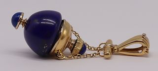 JEWELRY. Italian 18kt Gold and Carved Lapis