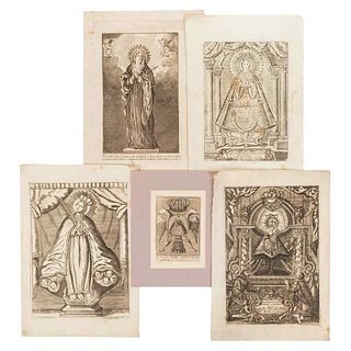 Virgins. Different Representations. V. María Conquistadora, V. Ma. de los Dolores, De S. Juan de los Lagos. N. S. de Aránzazu. Pzs.5
