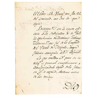 Count of la Cadena. Letter adressed to the Subdelegate of Tecali, for the aprehension of Mariano Tabares. Puebla, May 27th, 1809.