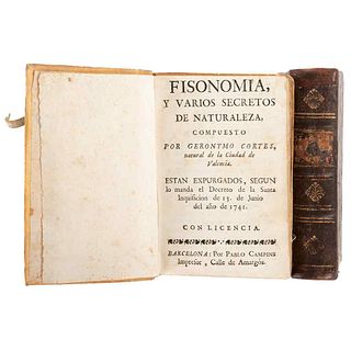 Cortes, Geronymo / Graef, Juan E. Fisonomía y Varios Secretos de Naturaleza / Discursos Mercuriales. Barcelona / Madrid: 1741 / 1756.