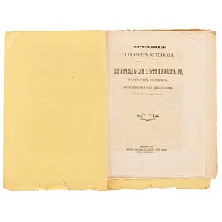 Ramírez, José Fernando. Apéndice a la Crónica de Tlaxcala. Bautismo de Moteuhzoma II Noveno Rey de México Disquisición... México: 1864.