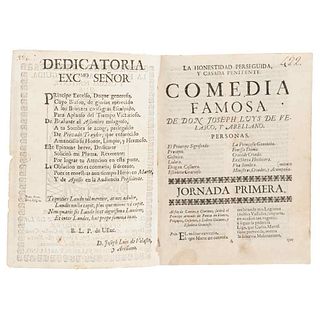 Velasco y Arellano, Joseph. La Honestidad Perseguida y Casada Penitente. Comedia Famosa. México: 1703.