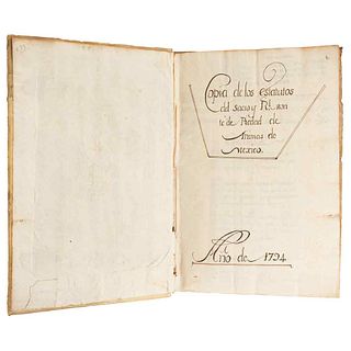 Anonymous. Copia de los Estatutos del Sacro y Real Monte de Animas de México. Madrid: 1794. Manuscript.