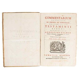 Calmet, Augustino. Commentarium Literale in Omnes ac Singulos tum Vetheris cum Novi Teastamenti. Venetiis: 1730.