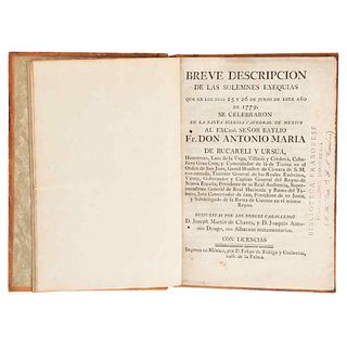 Chaves, Joseph Martin de. Breve Descripción de las Solemnes Exequias... al Excmo. Sr. Antonio Bucareli y Ursúa. México: 1779.