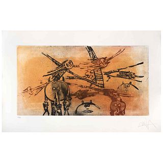 WIFREDO LAM, Untitled, 1974, Signed, Aquatint 98 / 99, 14 x 27" (36 x 69 cm)