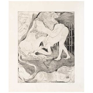 FRANCISCO TOLEDO, Lion et Femmes, Signed, Etching & Dry Point P. A., 11.6 x 9.4" (29.7 x 24 cm)