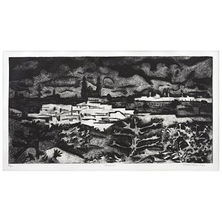 ALFREDO ZALCE, Morelia, Signed and dated 1972, Etching 47 / 60, 10.6 x 20.4" (27 x 52 cm)