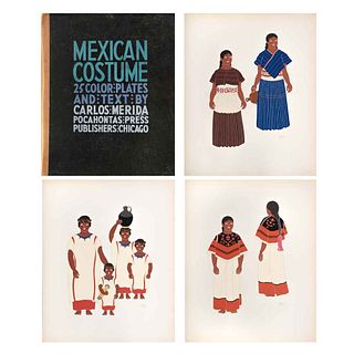 CARLOS MÉRIDA, Mexican Costume, 1941, Signed in iron, Serigraphs, 12.5 x 9" (32 x 23 cm), Pieces: 25