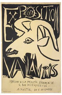 AN AUTOGRAPH POSTER BY PABLO PICASSO (SPANISH 1881-1973), EXPOSITION VALLAURIS, 1952 