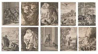 A SET OF TEN ETCHINGS FROM THE FABLES OF AESOP BY WENCESLAUS HOLLAR VON PRACHNA (CZECH 1607-1677), 1668