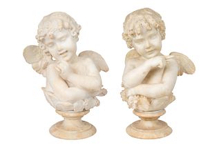 A PAIR OF ALABASTER PUTTI, LATE 19TH CENTURY